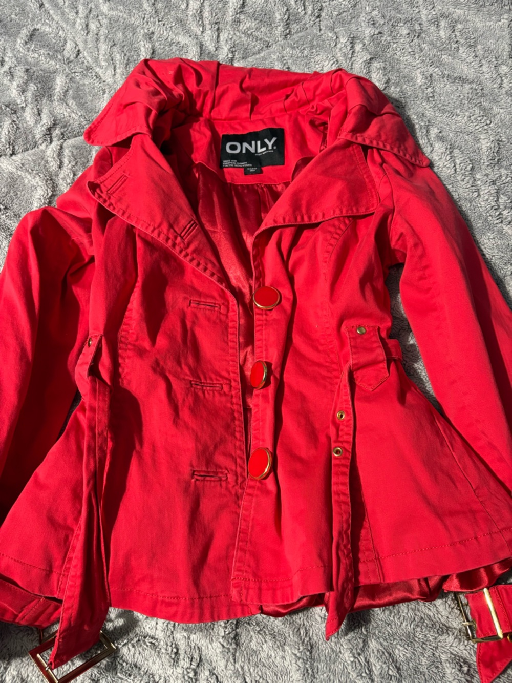 Small red pea coat- great for spring & fall